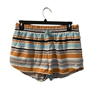 The North Face V Shorts Printed Women's Striped Print‎ Size L Blue Orange